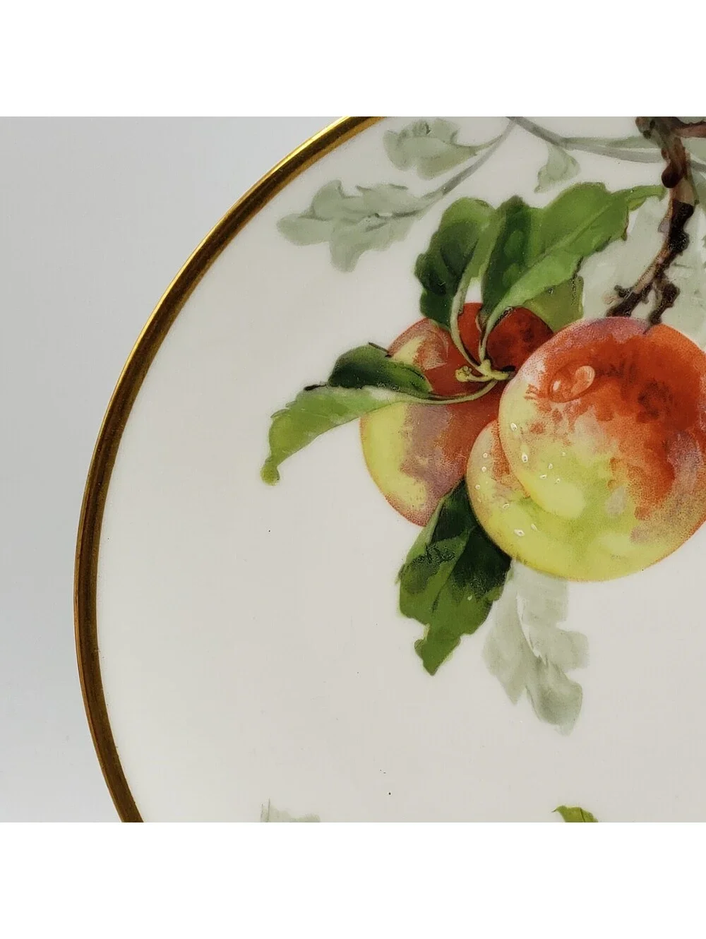 Vintage Hand Painted Plate Peaches Signed A. Lanternier Limoges France Porcelain
